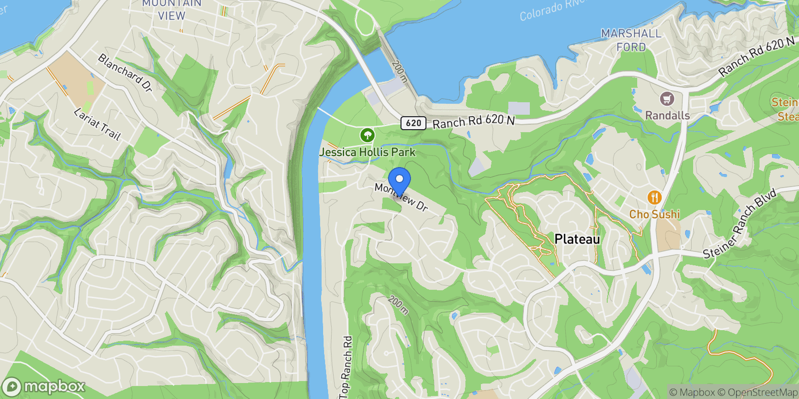 Map showing 13601 Montview Drive, Austin, TX 78732, Austin, Texas, United States.