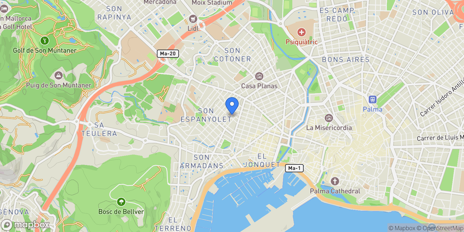 Map showing Santa Catalina, Palma de Mallorca, BALEARES, Palma de Mallorca, Palma, Balearic Islands, Spain.