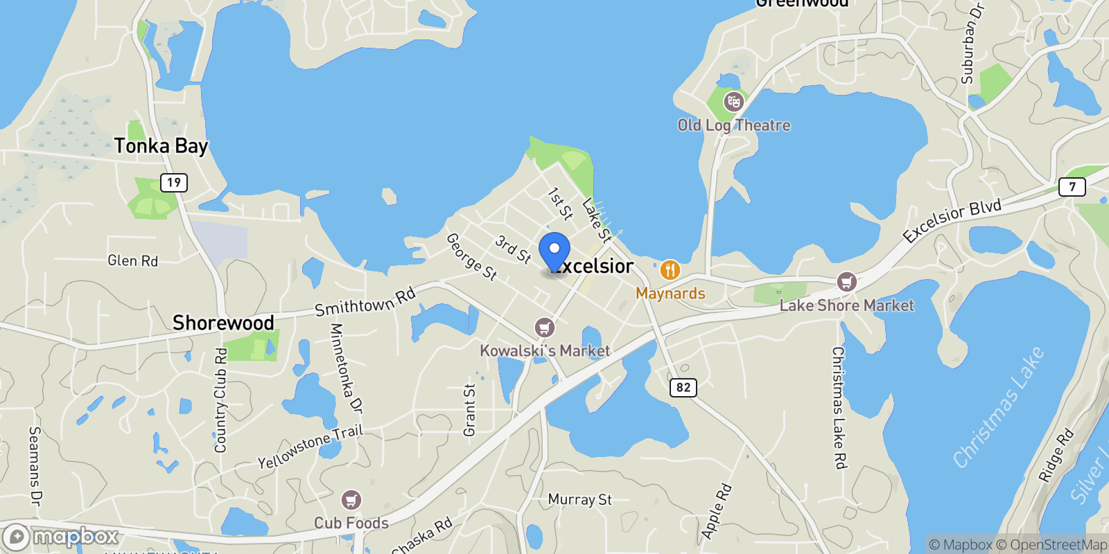 Map showing 3rd Street, Excelsior, MN, USA, Mound, Minnesota, United States.