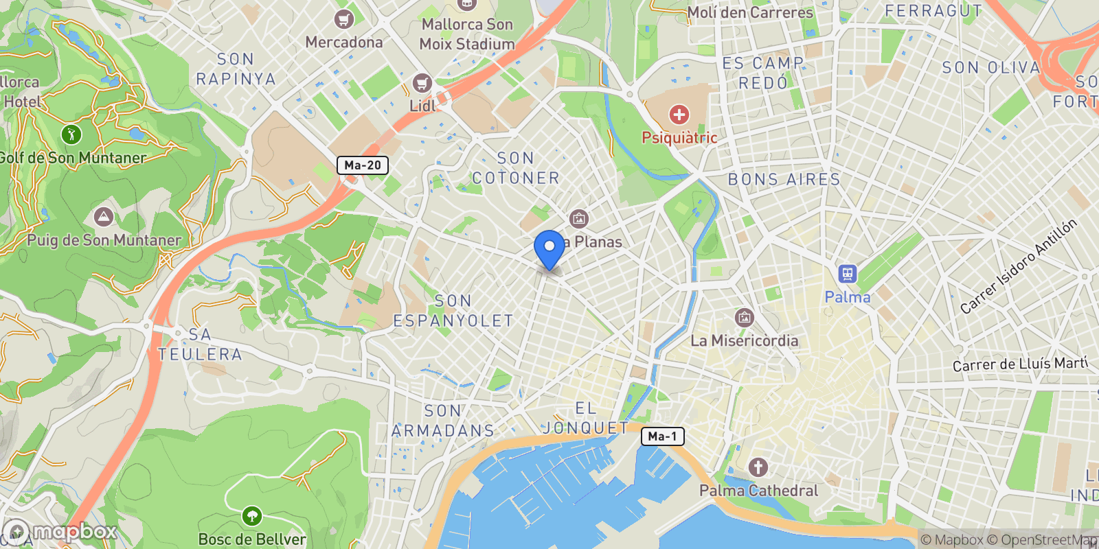 Map showing Santa Catalina, Palma de Mallorca, BALEARES, Palma de Mallorca, Palma, Balearic Islands, Spain.