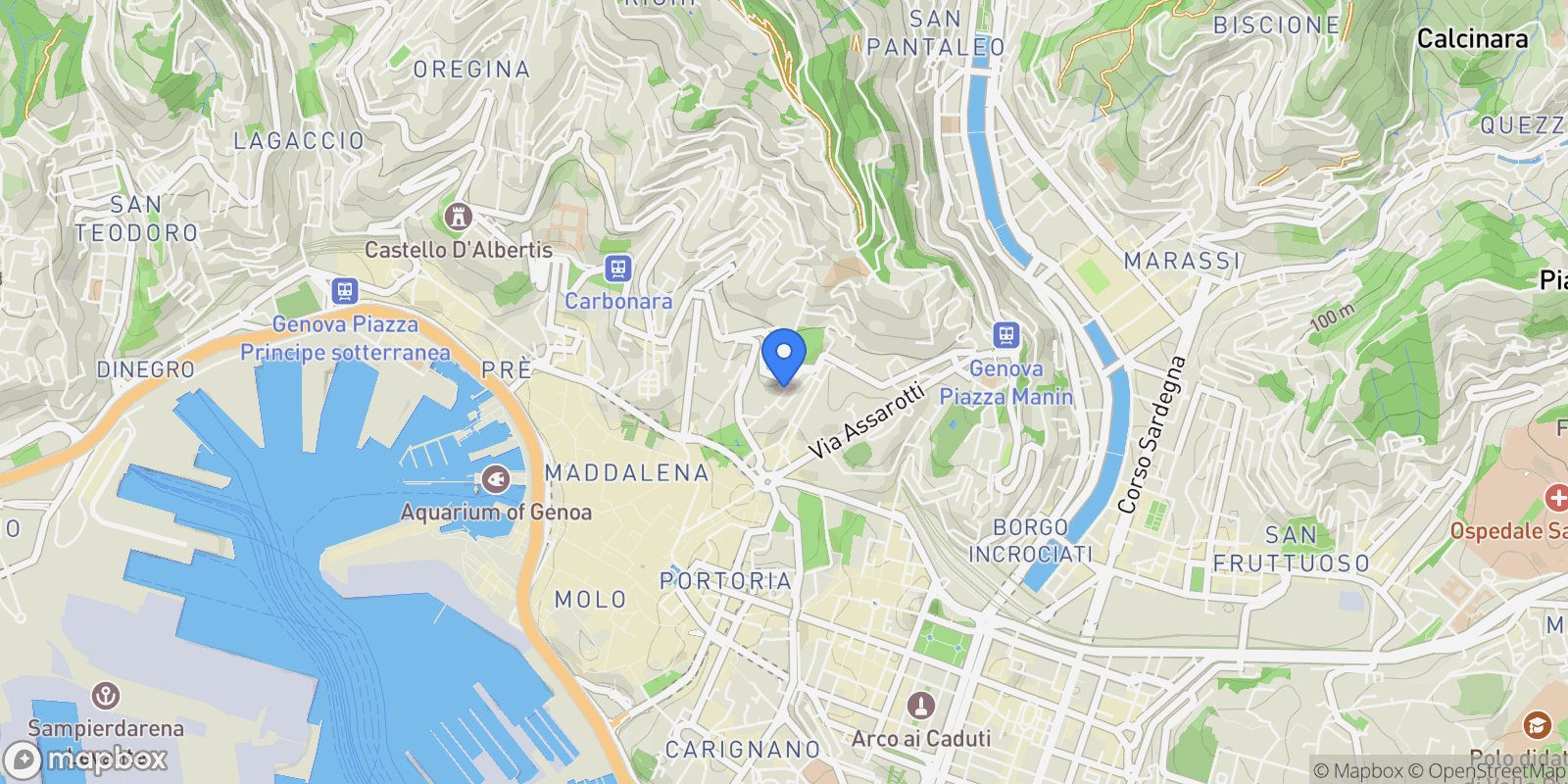 Map showing Via Goffredo Mameli, 16122 Genova GE, Italy, Genoa, Liguria, Italy.