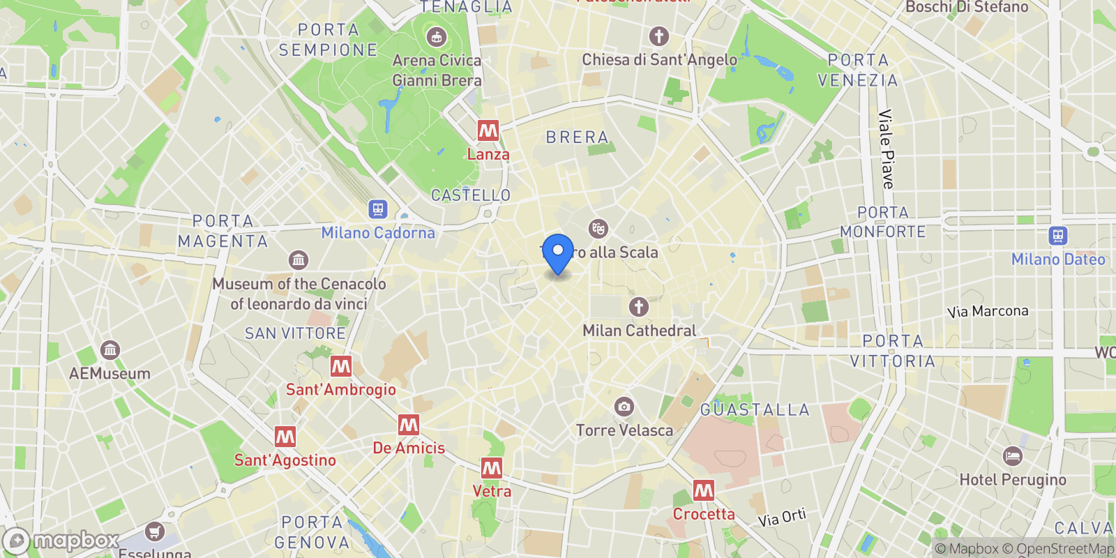 Map showing Milan, Lombardy, Italy.