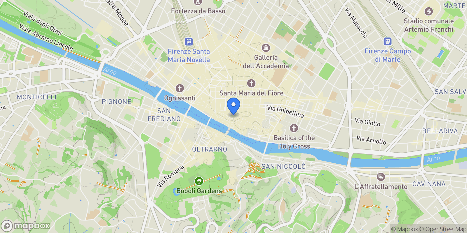 Map showing Florence, Tuscany, Italy.
