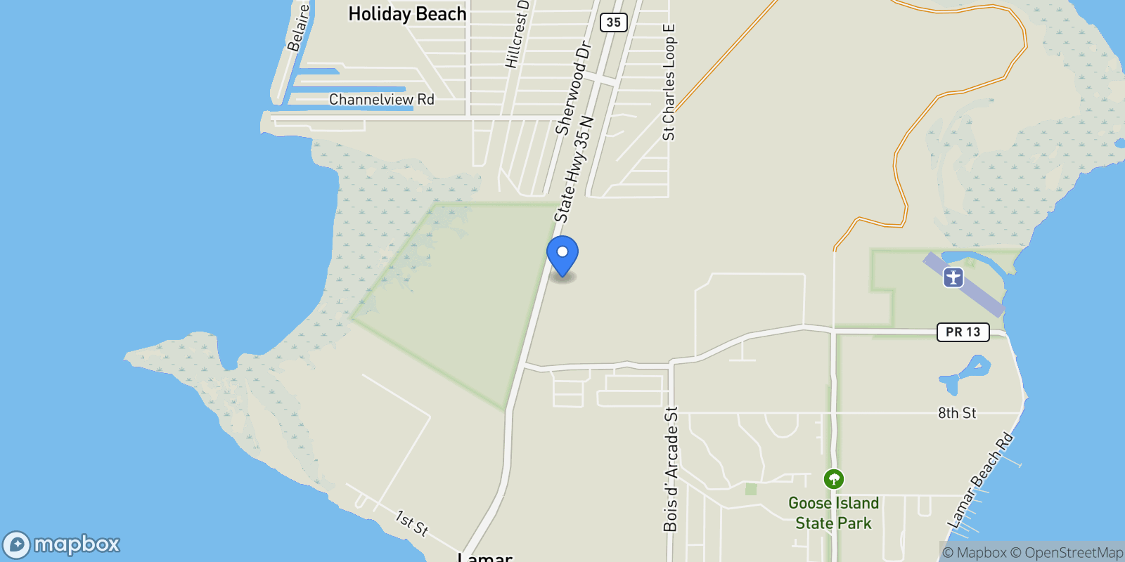 Map showing 6498 N Hwy 35, Rockport, TX 78382, Rockport, Texas, United States.