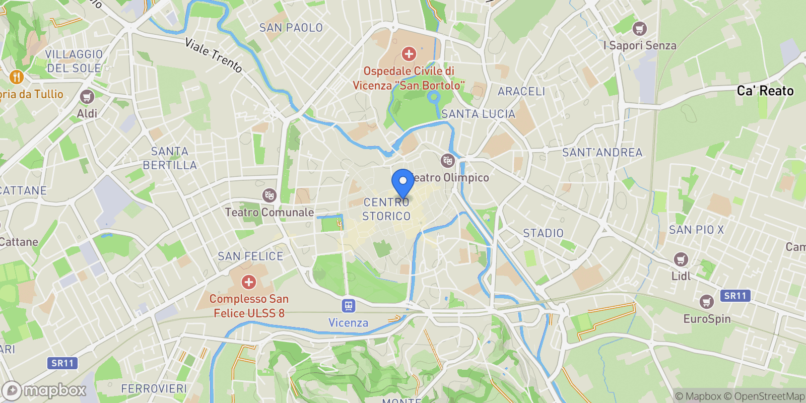 Map showing Villa Guiccioli, Veneto, Italy.