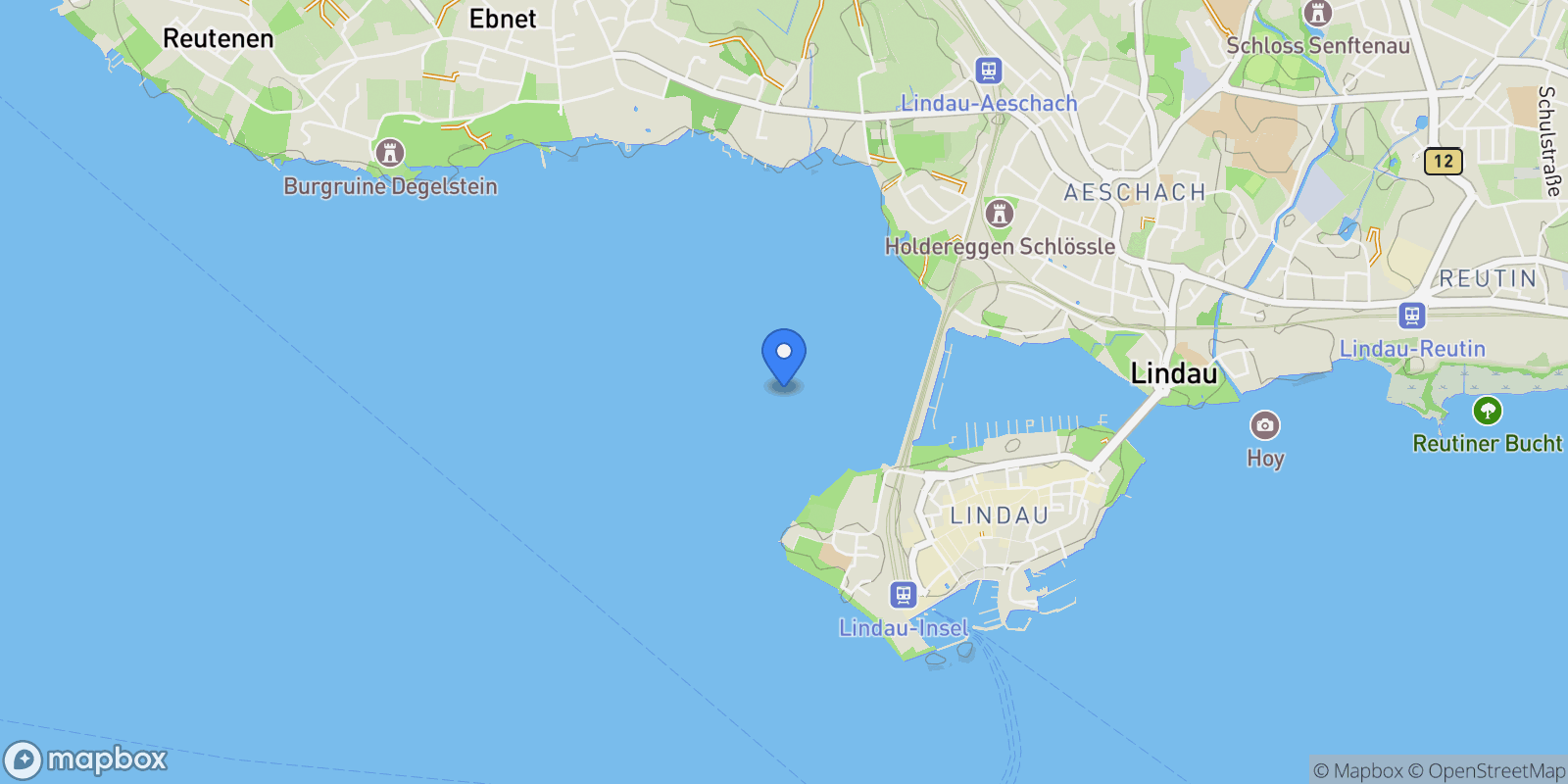 Map showing Lindau, Bavaria, Germany.