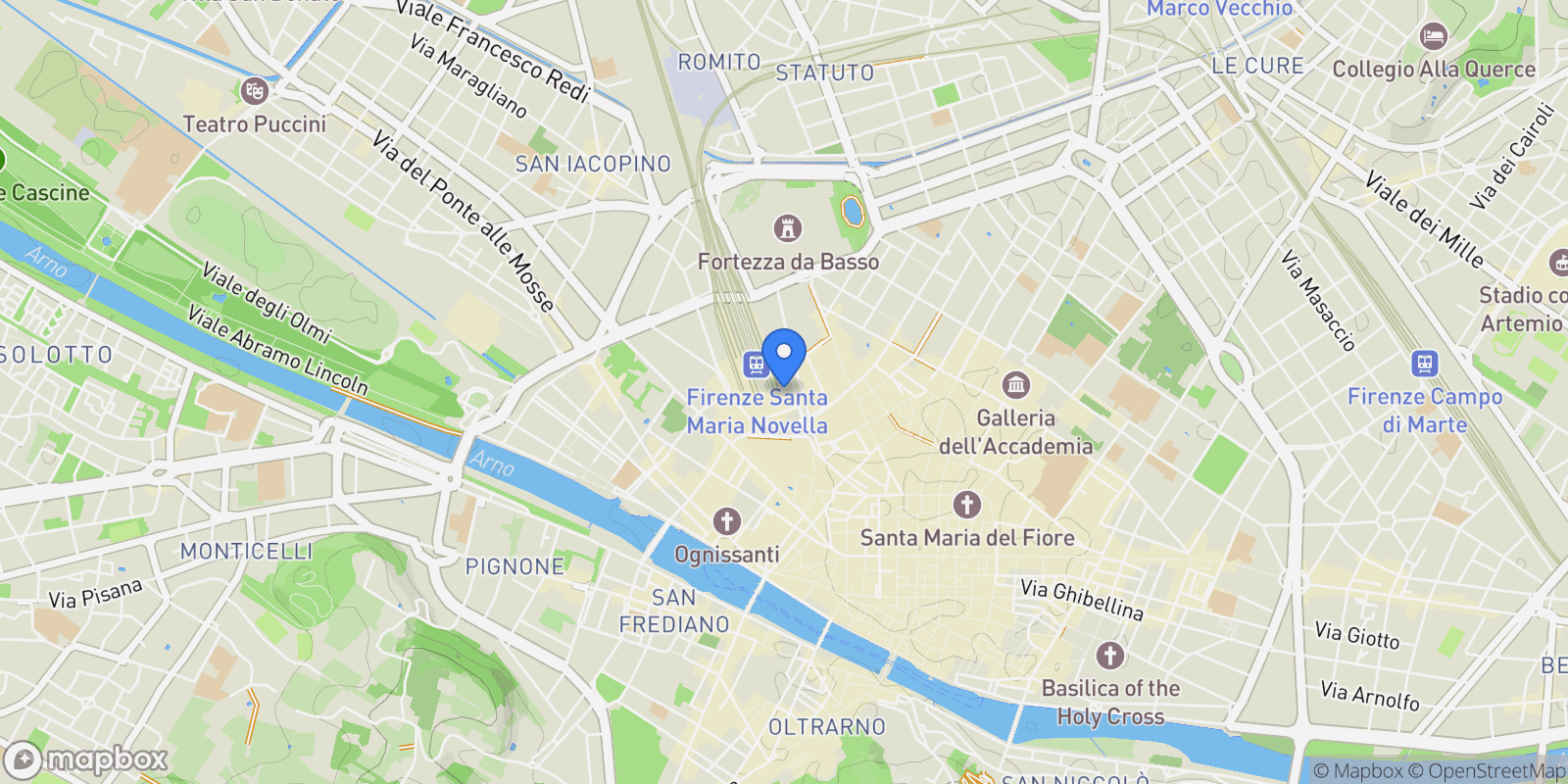 Map showing Florence, Tuscany, Italy.