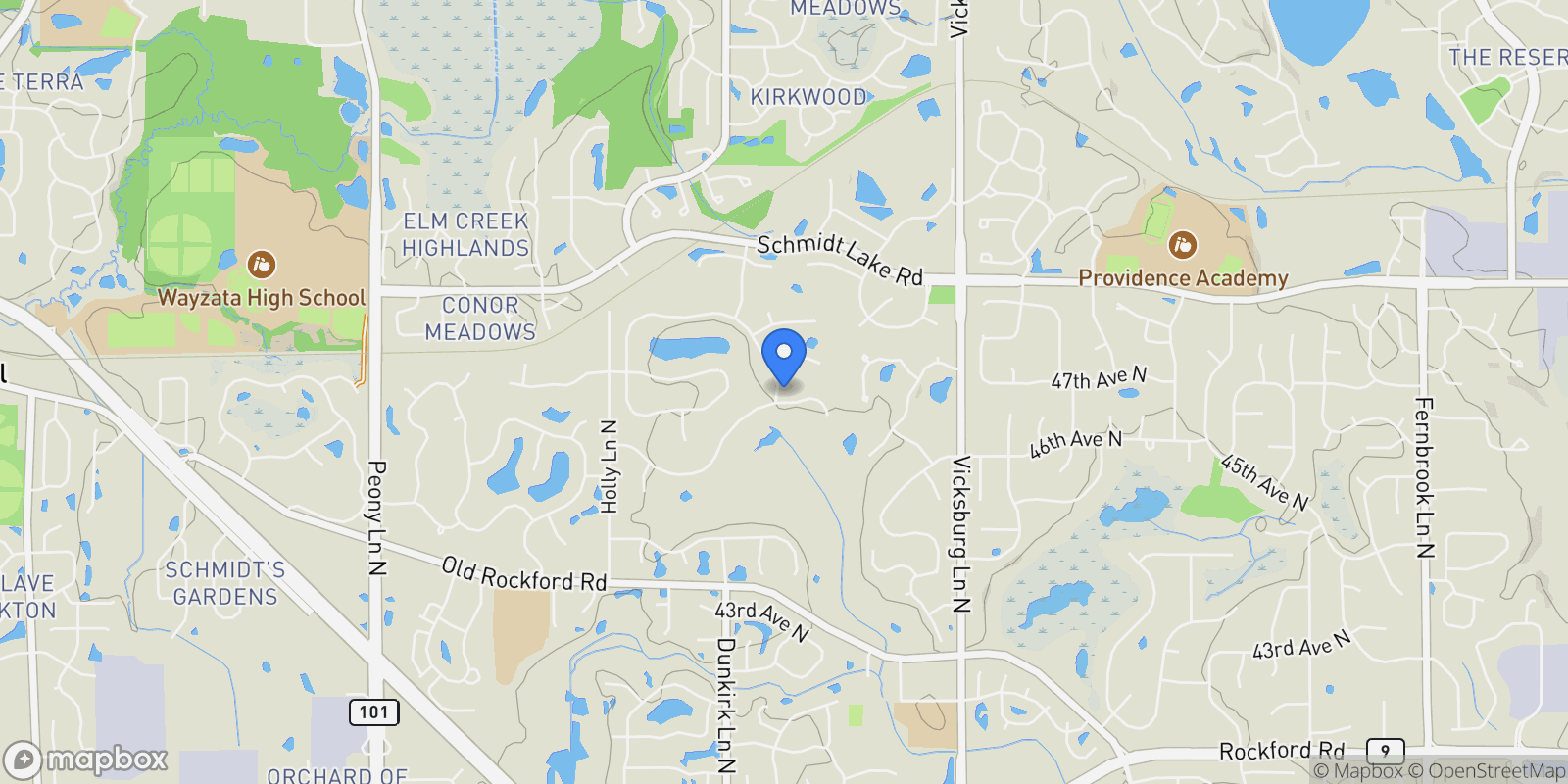 Map showing 16542 46th Court N, Plymouth, MN, 55446, USA, Plymouth, Minnesota, United States.