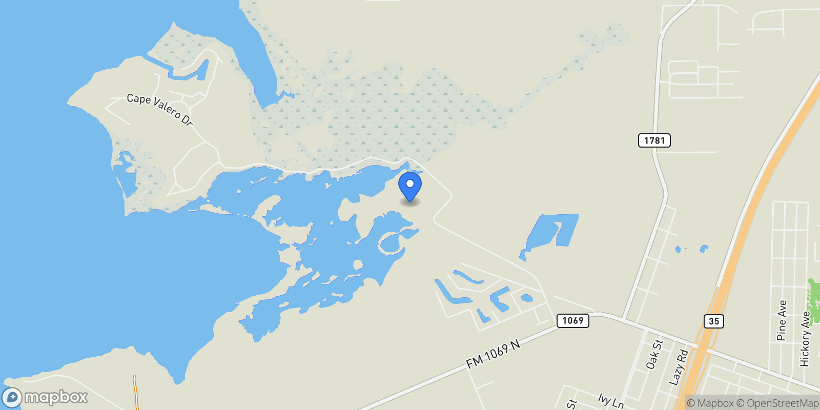 Map showing 602-698 Cape Velero Drive, Rockport, TX 78382, Rockport, Texas, United States.