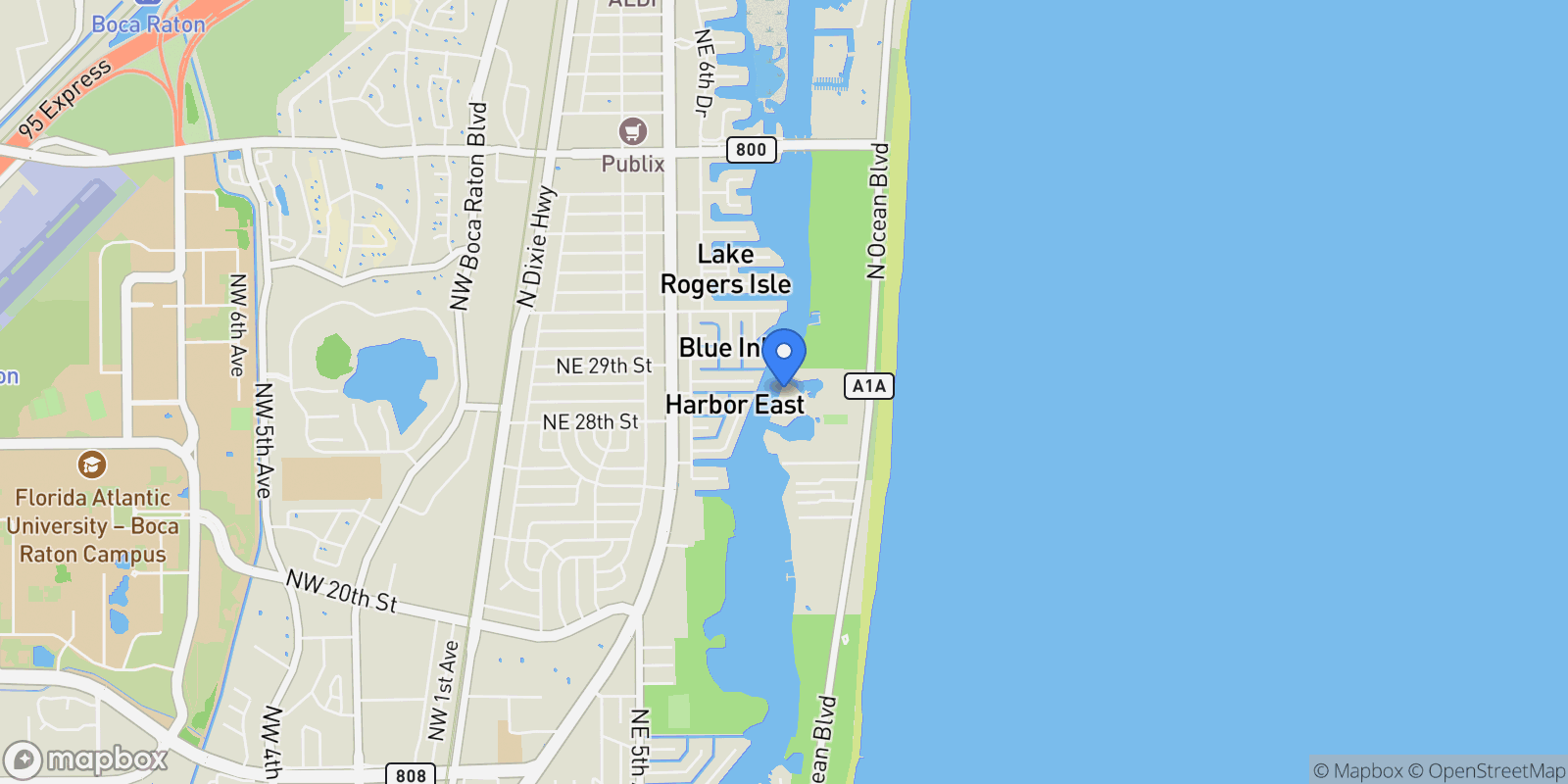 Map showing 2871 N Ocean Boulevard D302, Boca Raton, Florida, United States.