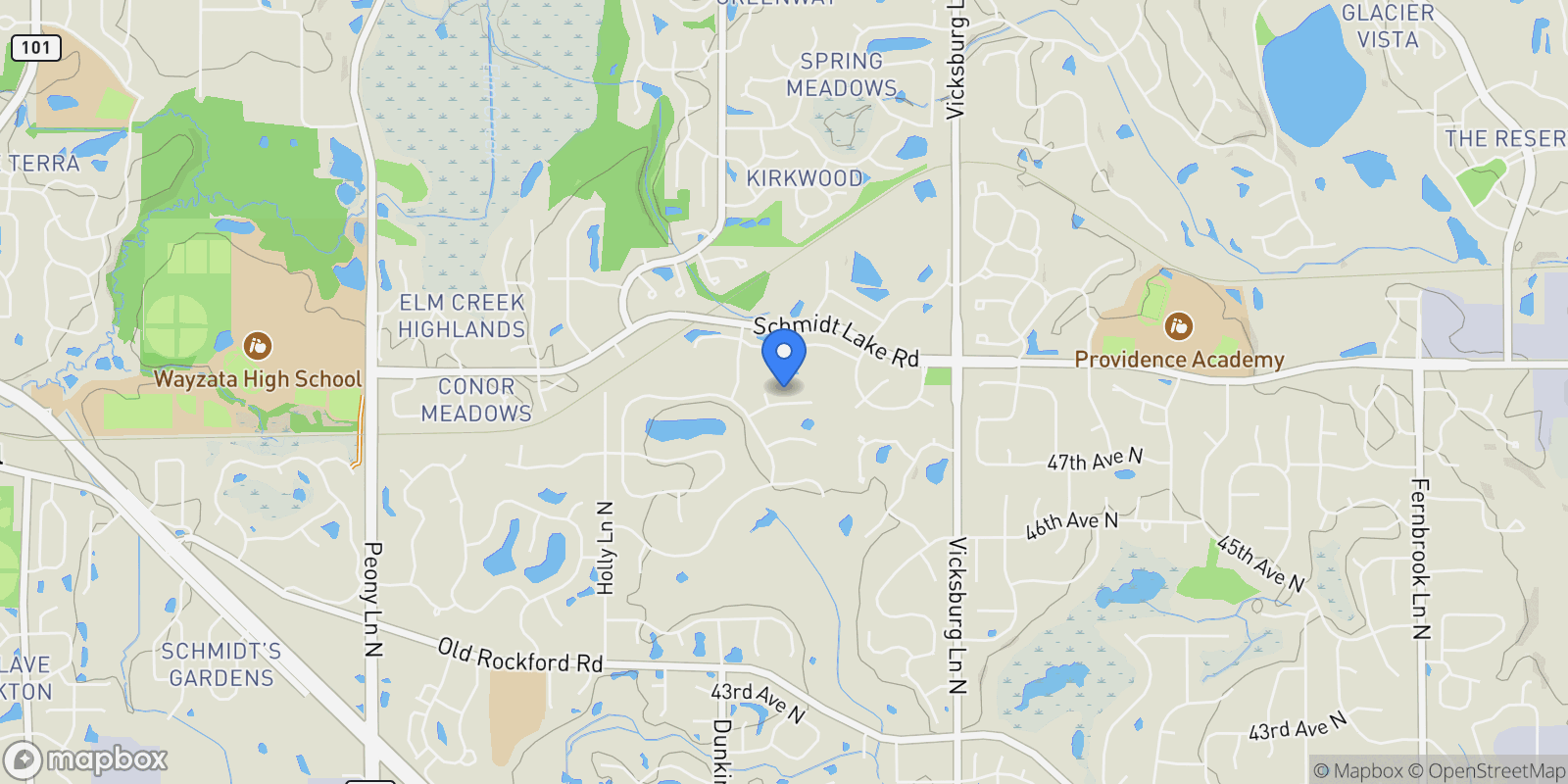 Map showing 16474 48th Place N, Plymouth, MN, 55446, USA, Plymouth, Minnesota, United States.