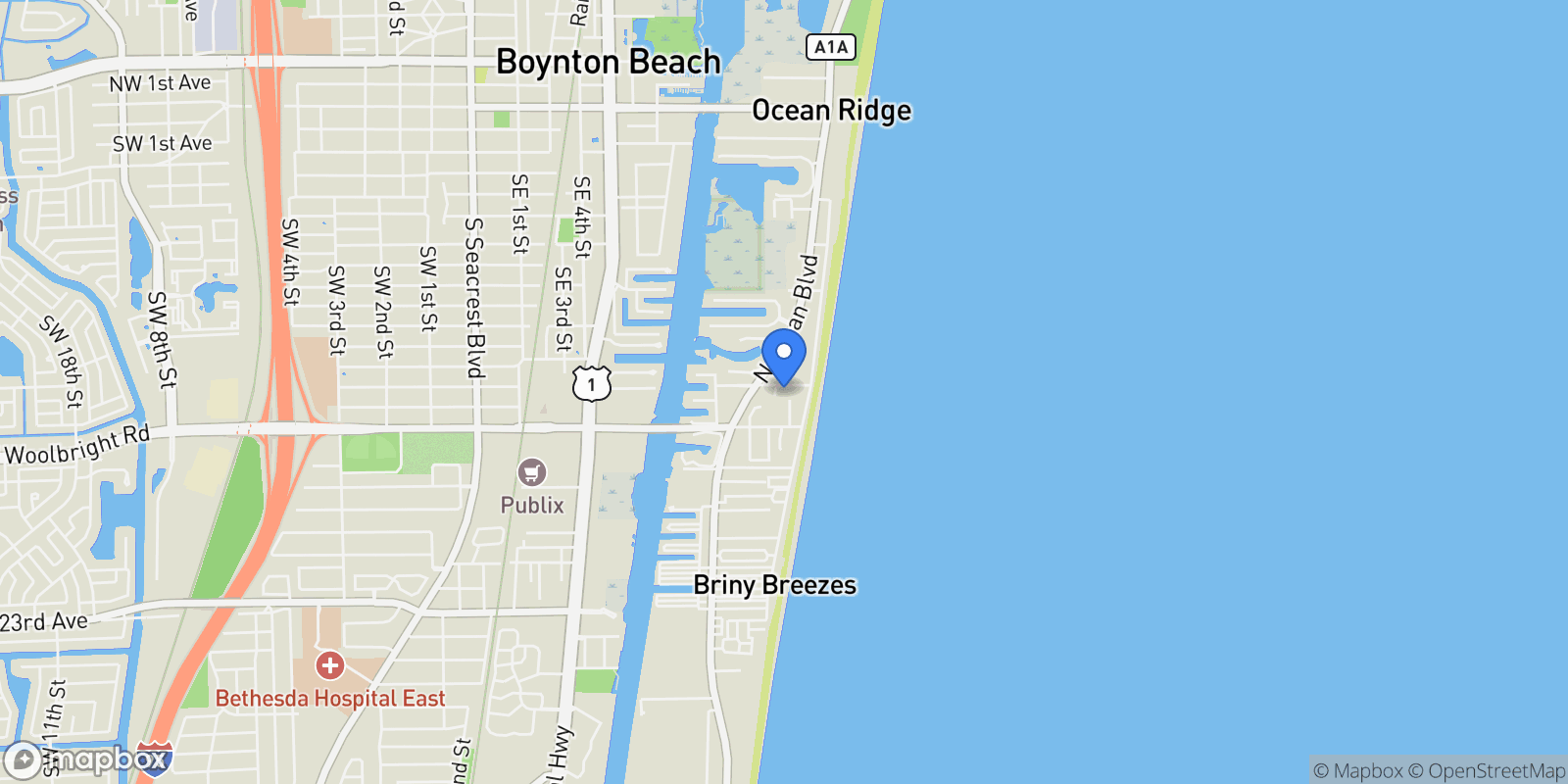 Map showing 18 Adams Road, Boynton Beach, Florida, United States.