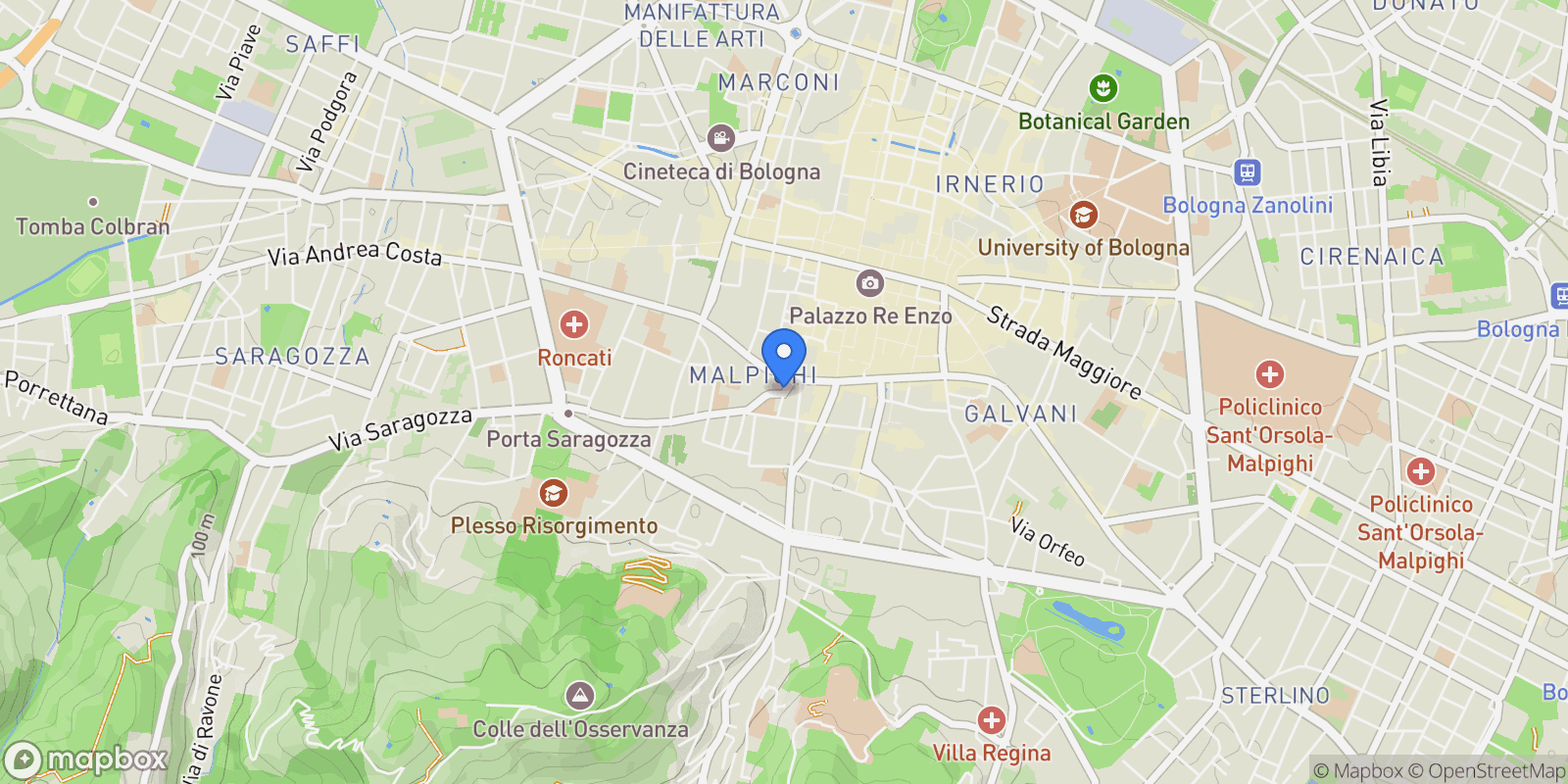 Map showing Via Collegio di Spagna, 2, 40123 Bologna BO, Italy, Bologna, Emilia-Romagna, Italy.