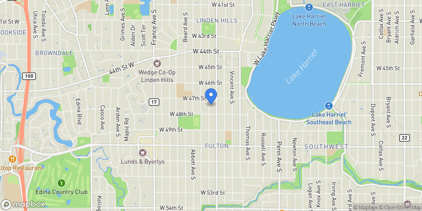 Map showing 4727 York Avenue S, Minneapolis, MN, 55410, USA, Minneapolis, Minnesota, United States.