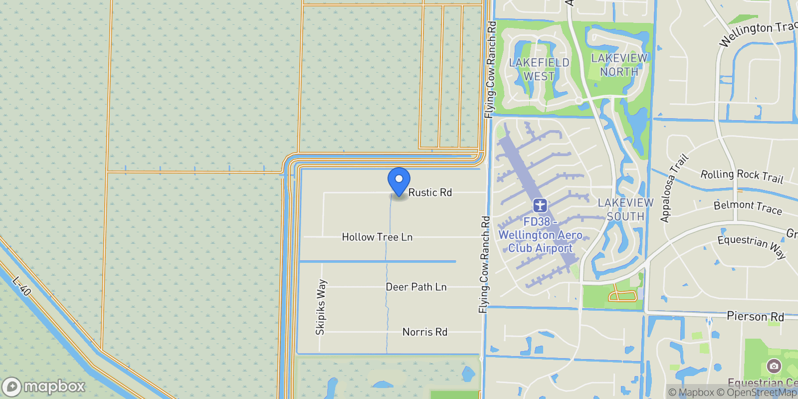Map showing 16490 Rustic Road, Loxahatchee, Florida, United States.