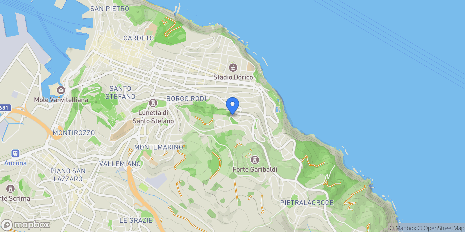 Map showing via Salmoni, Ancona, Marche, Italy.