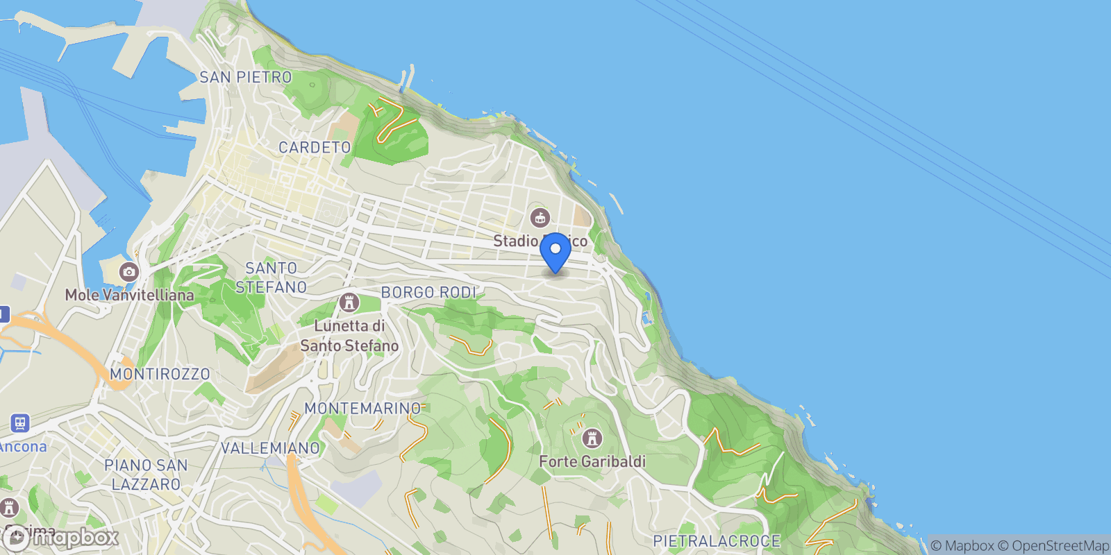 Map showing Via Podgora, Ancona, Marche, Italy.