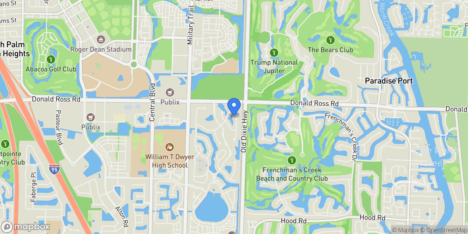 Map showing 1727 Nature Court, Palm Beach Gardens, Florida, United States.
