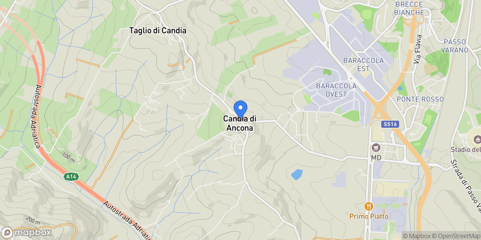 Map showing Candia, Candia, Marche, Italy.