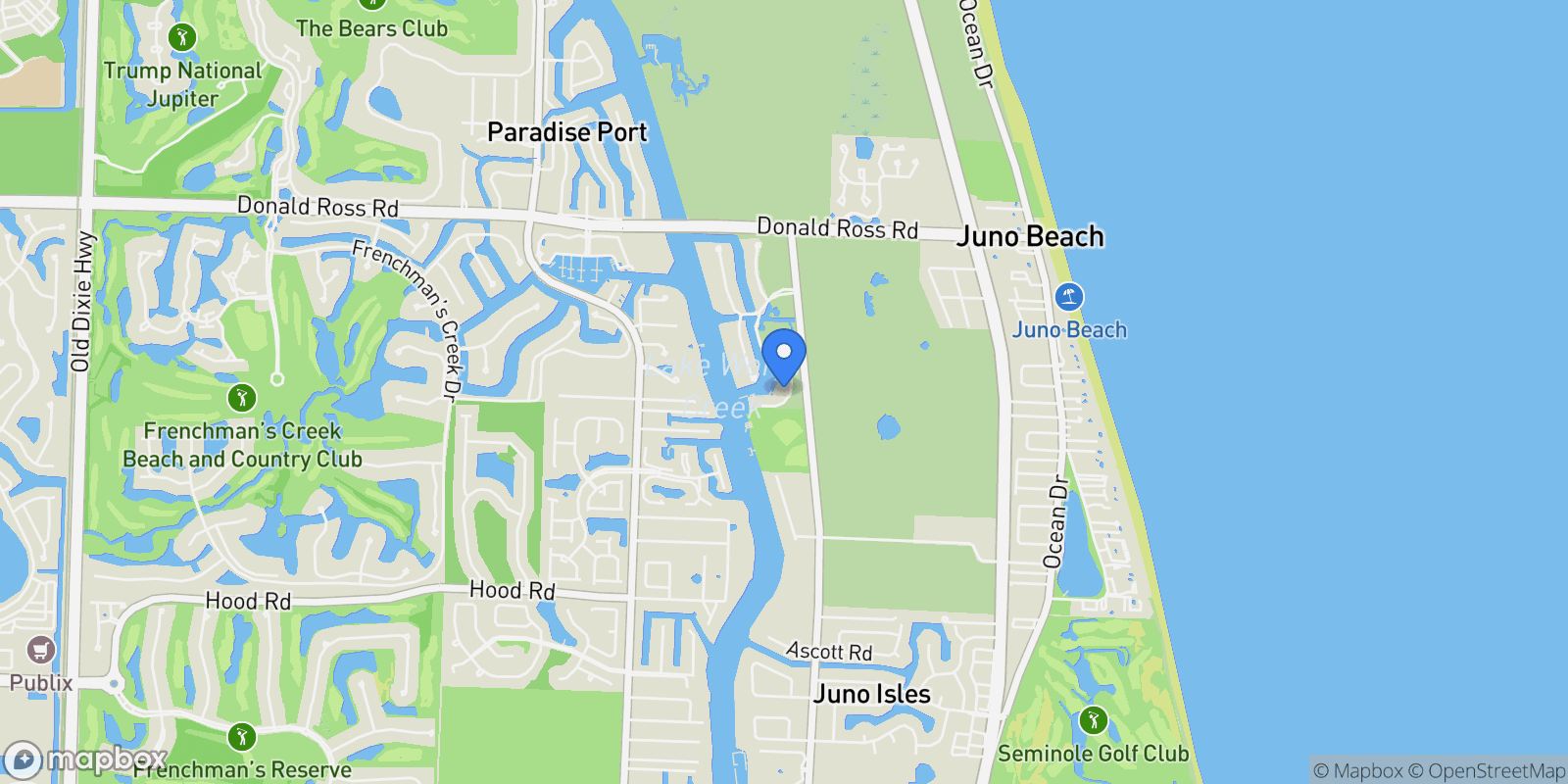 Map showing 13519 Treasure Cove Circle, North Palm Beach, Florida, United States.