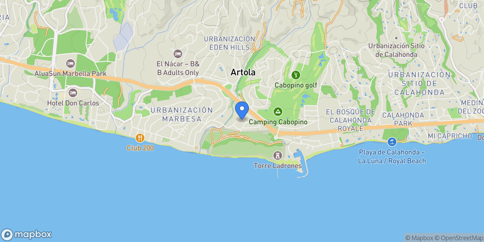 Map showing Artola, 29604 Marbella, Málaga, Spain, Puerto De Cabopino, Elviria-Cabopino, Marbella.