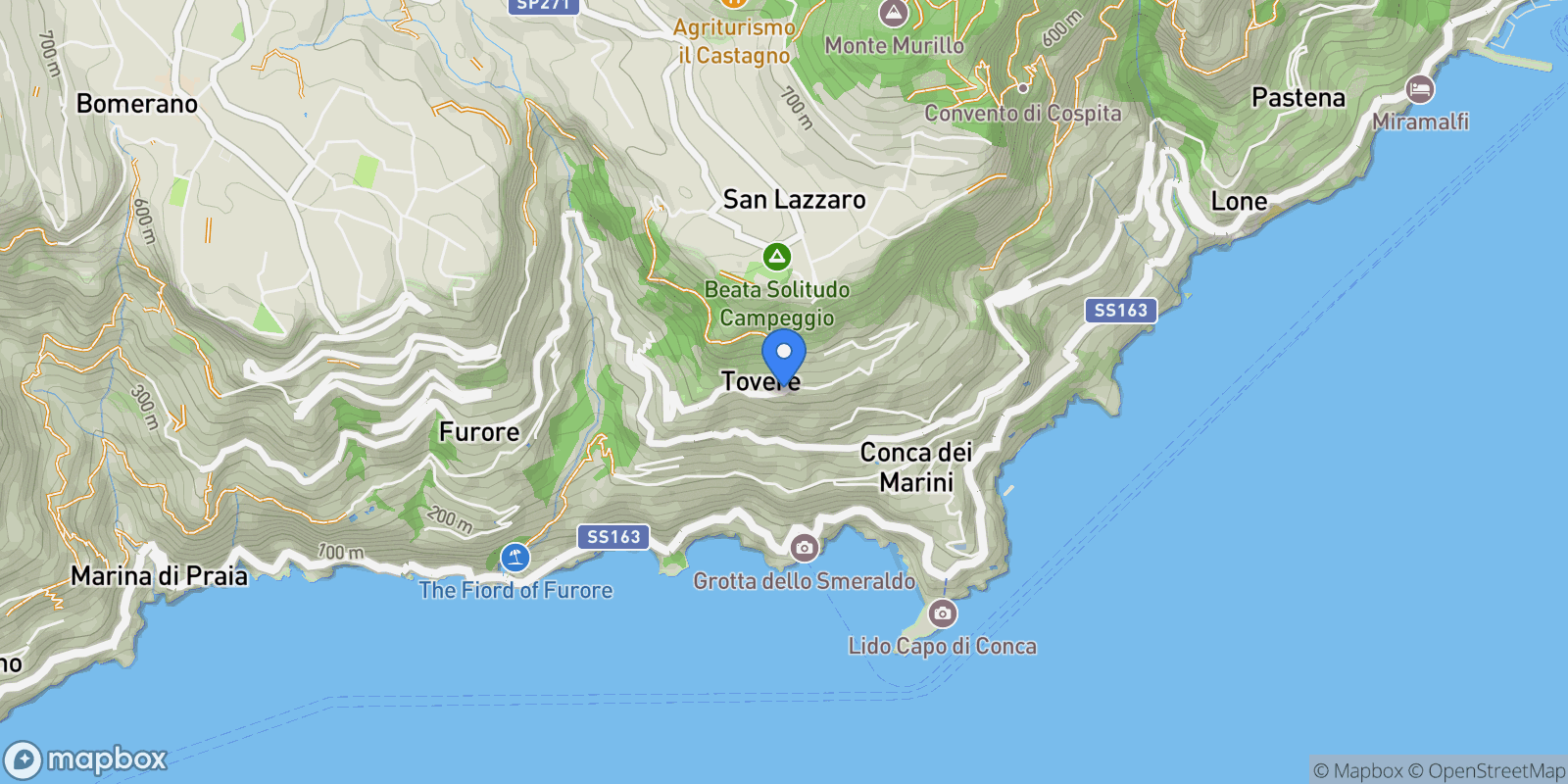 Map showing Via degli Ulivi, Tovere (San Pietro) SA, Italy, Tovere (San Pietro), Campania, Italy.