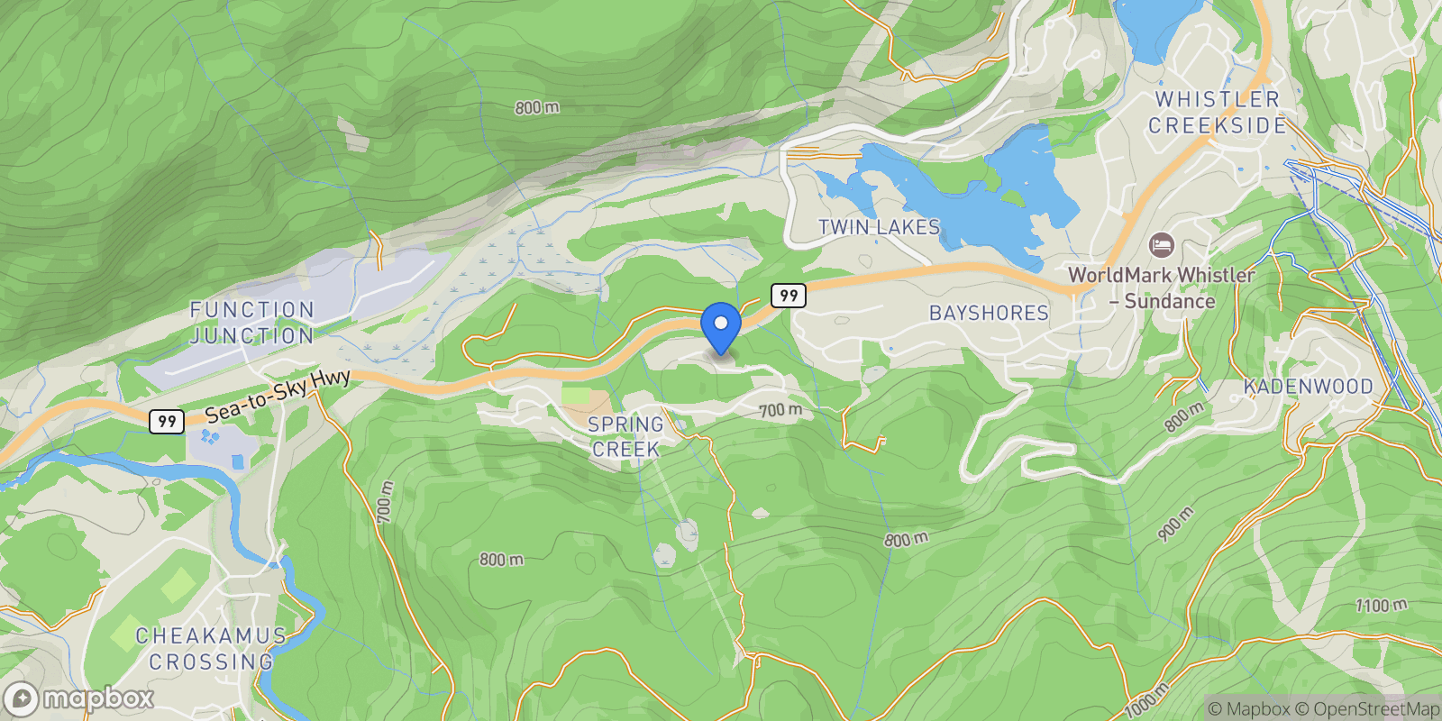 Map showing 1600 Southlands Lane, Whistler, British Columbia, Canada.