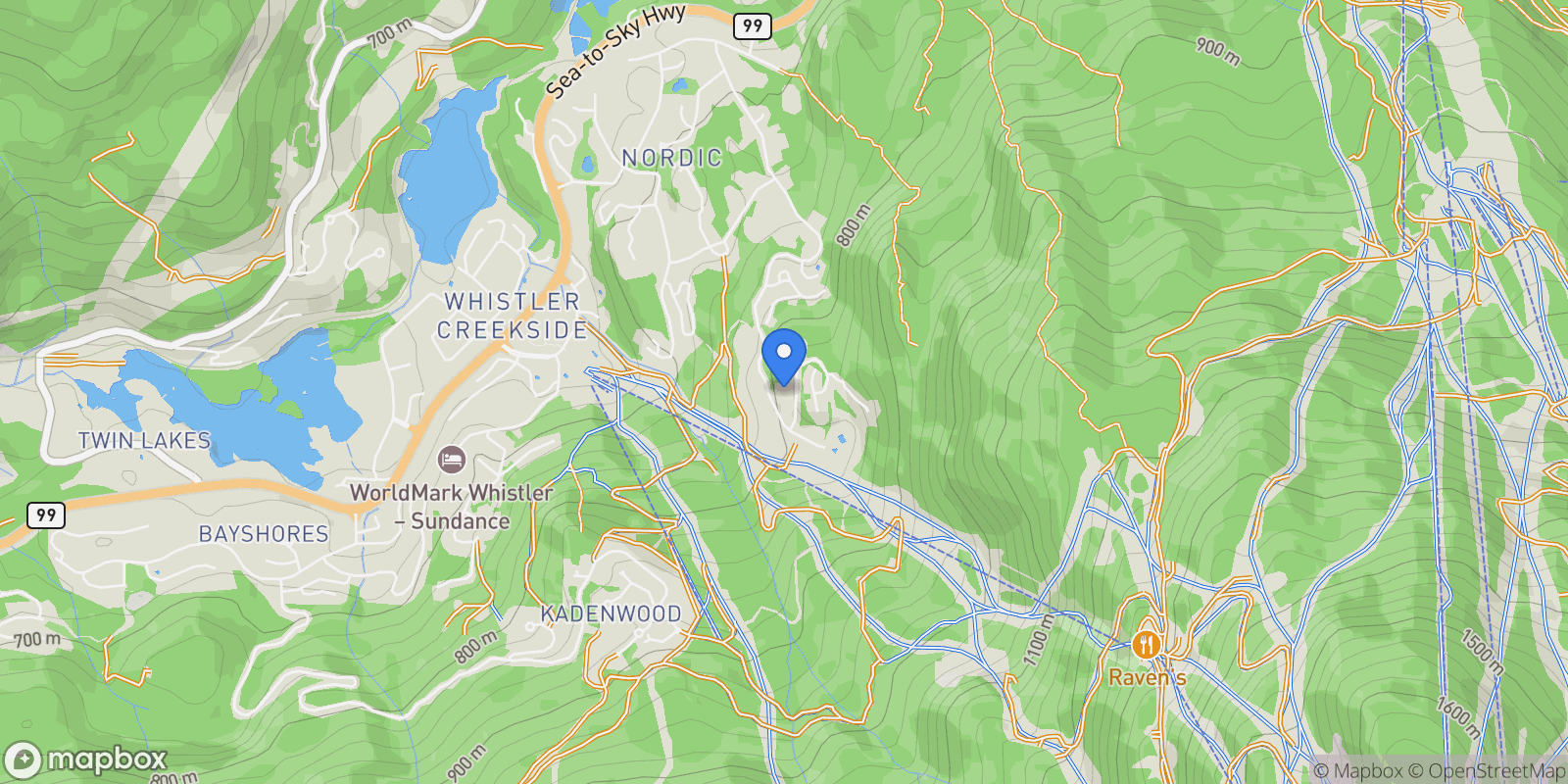 Map showing 2301 Taluswood Place 25, Whistler, British Columbia, Canada.