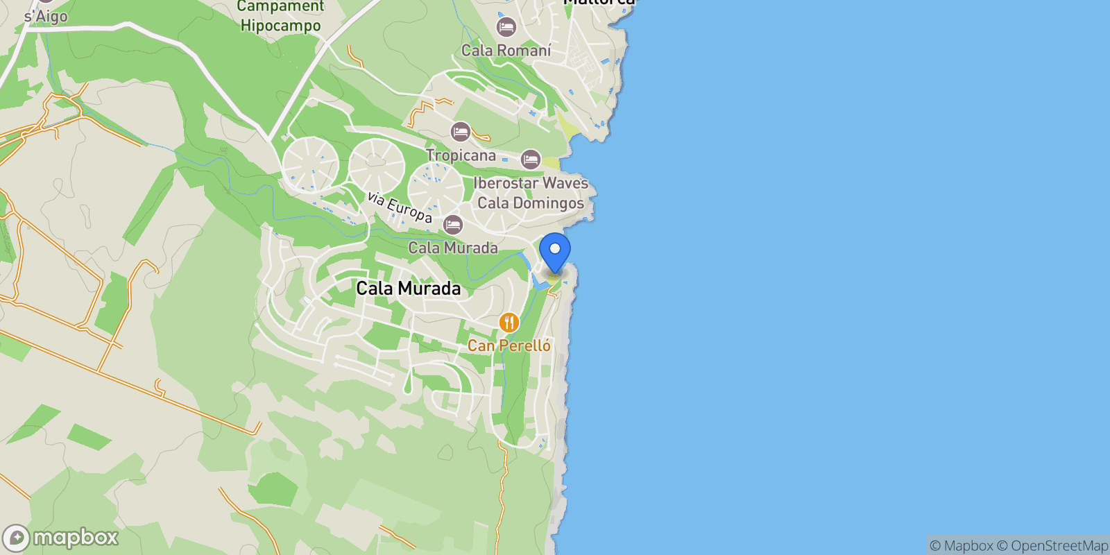 Map showing 07688 Manacor, Balearic Islands, Spain, Cala Murada, Manacor, Balearic Islands.