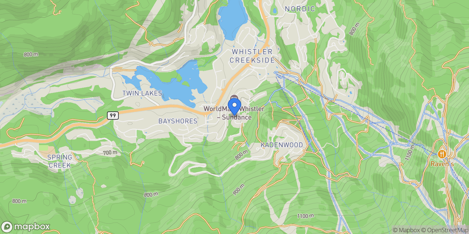 Map showing 2341 Gondola Way, Whistler, British Columbia, Canada.