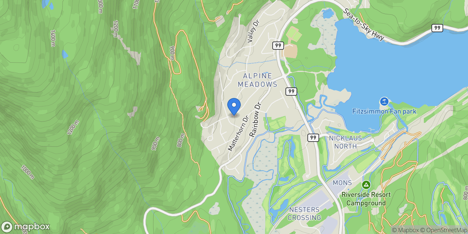 Map showing 8232 Alpine Way, Whistler, British Columbia, Canada.
