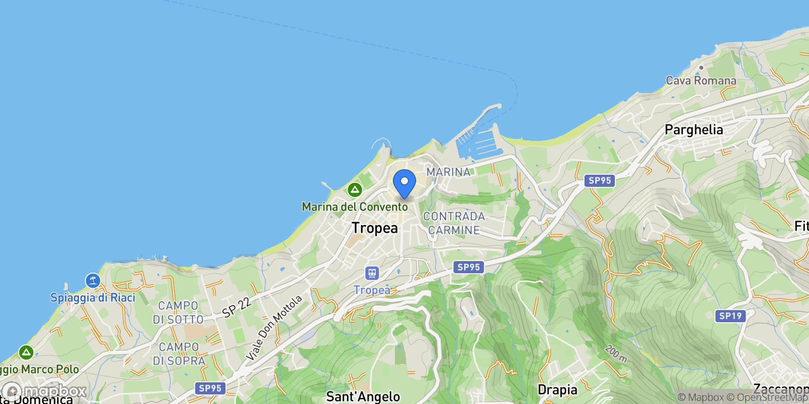 Map showing 89861 Tropea, Province of Vibo Valentia, Italy, Tropea, Calabria, Italy.