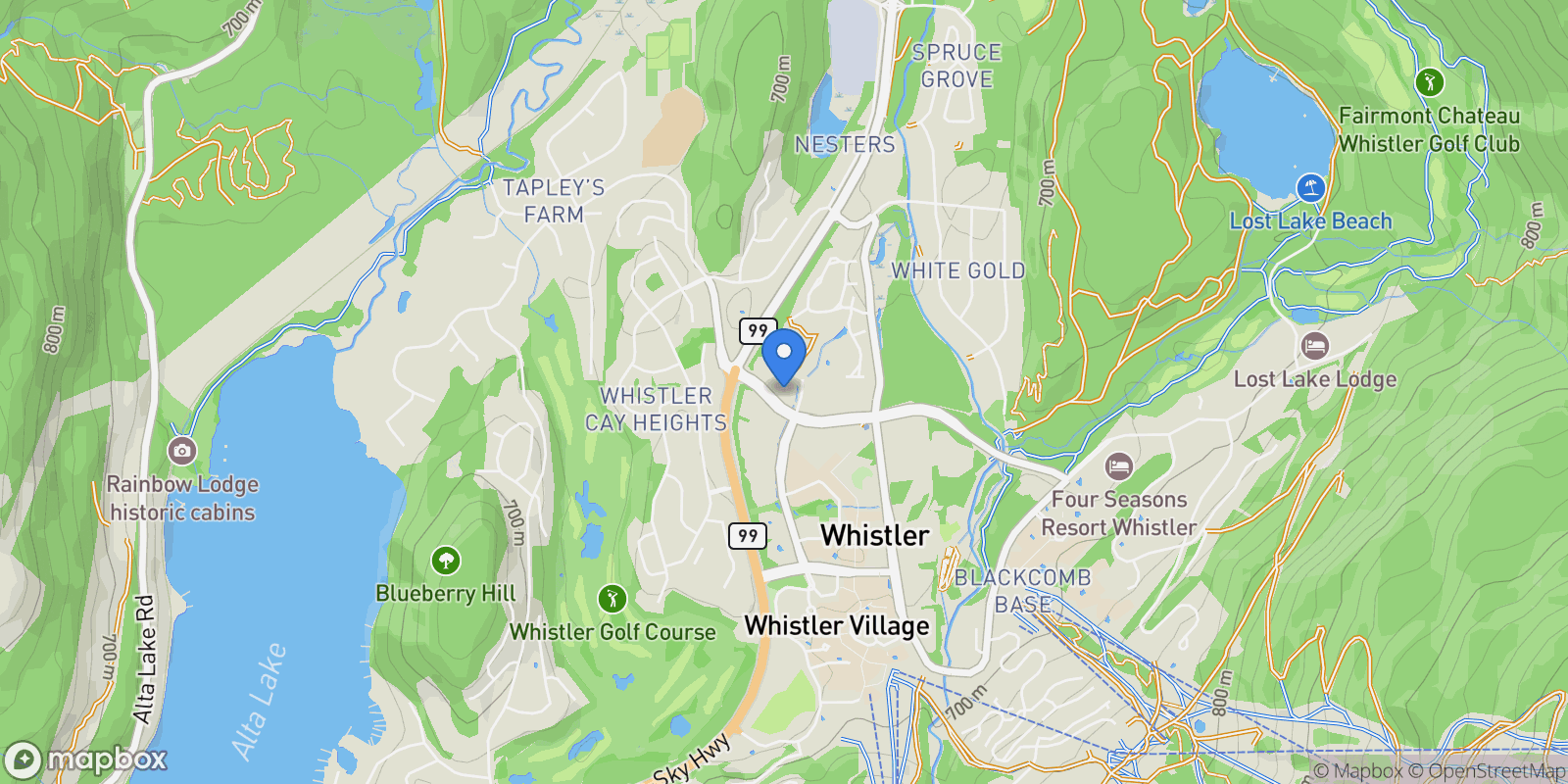 Map showing 4385 Northlands Boulevard 24, Whistler, British Columbia, Canada.