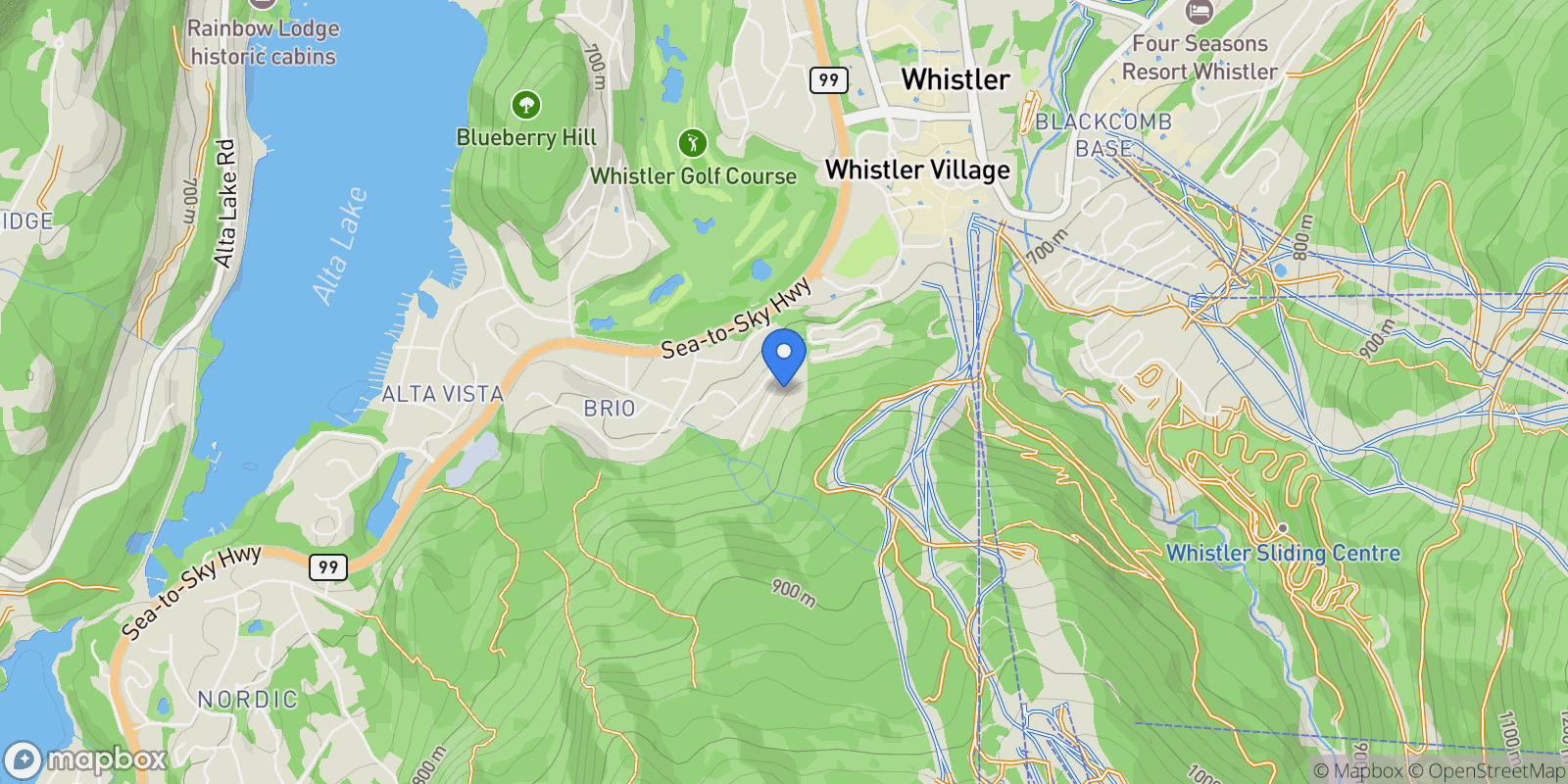 Map showing 3833 Sunridge Drive, Whistler, British Columbia, Canada.