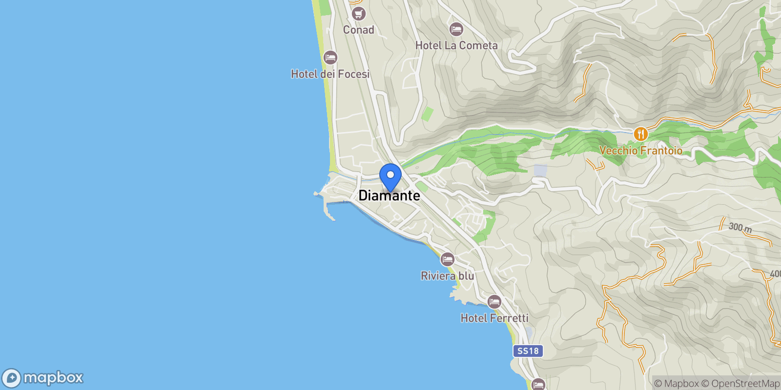 Map showing 87023 Diamante CS, Italy, Diamante, Calabria, Italy.