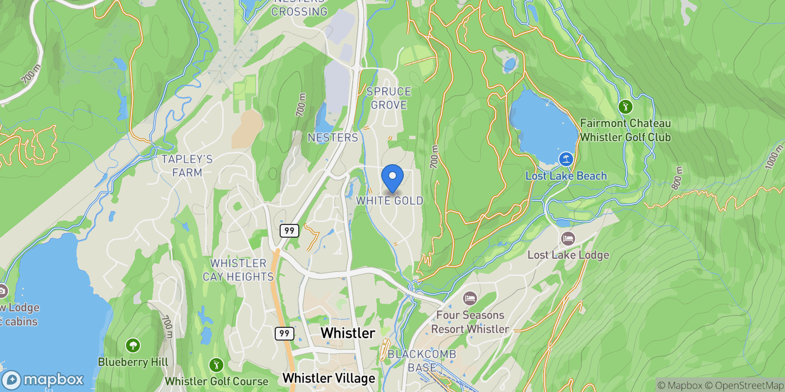 Map showing 7325 Toni Sailer Lane, Whistler, British Columbia, Canada.