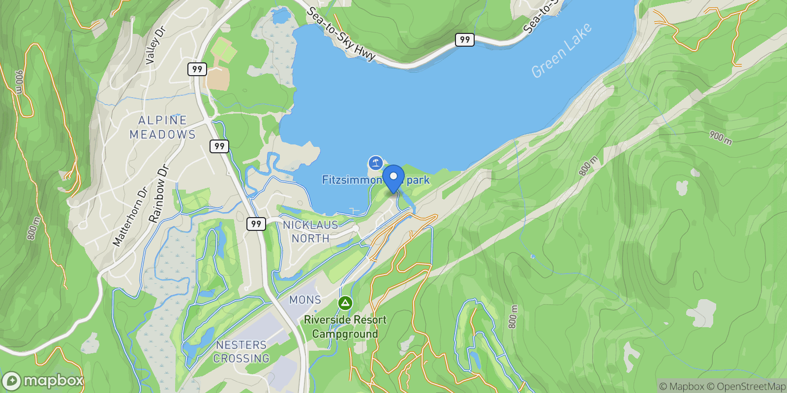 Map showing 8398 Glen Abbey Lane, Whistler, British Columbia, Canada.