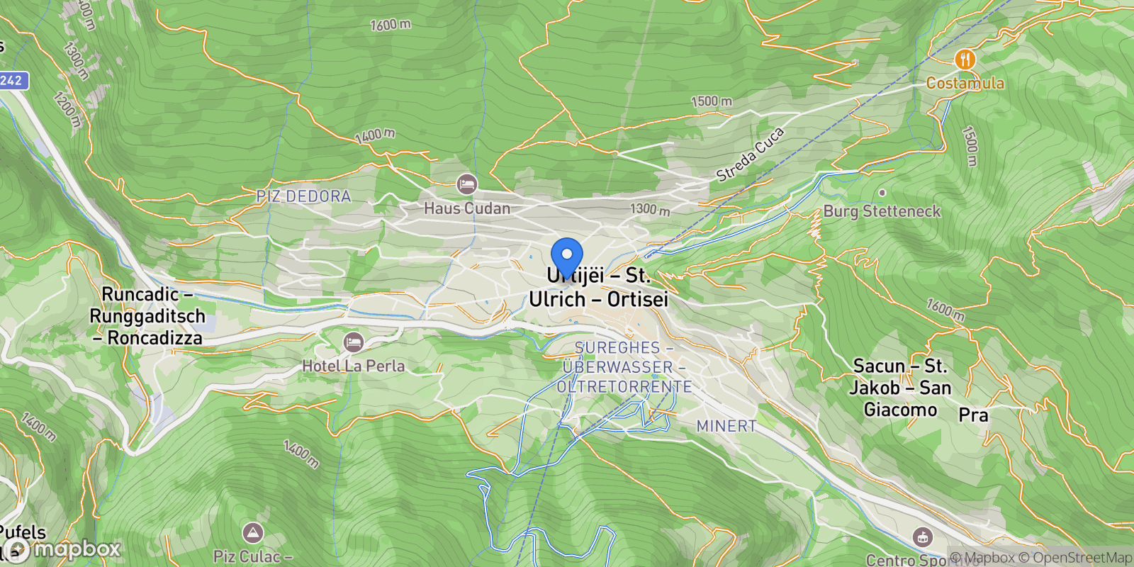 Map showing 39046 Urtijëi, Autonomous Province of Bolzano – South Tyrol, Italy, Urtijëi, Trentino-South Tyrol, Italy.