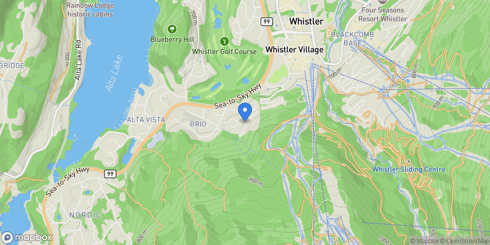 Map showing 3826 Sunridge Drive, Whistler, British Columbia, Canada.