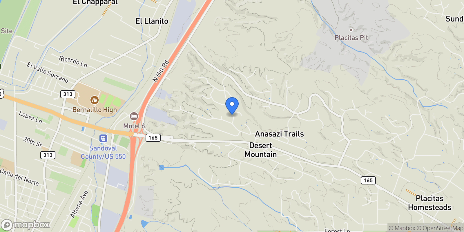 Map showing 12 Norte Trail Court, Placitas, NM 87043, Placitas, New Mexico, United States.