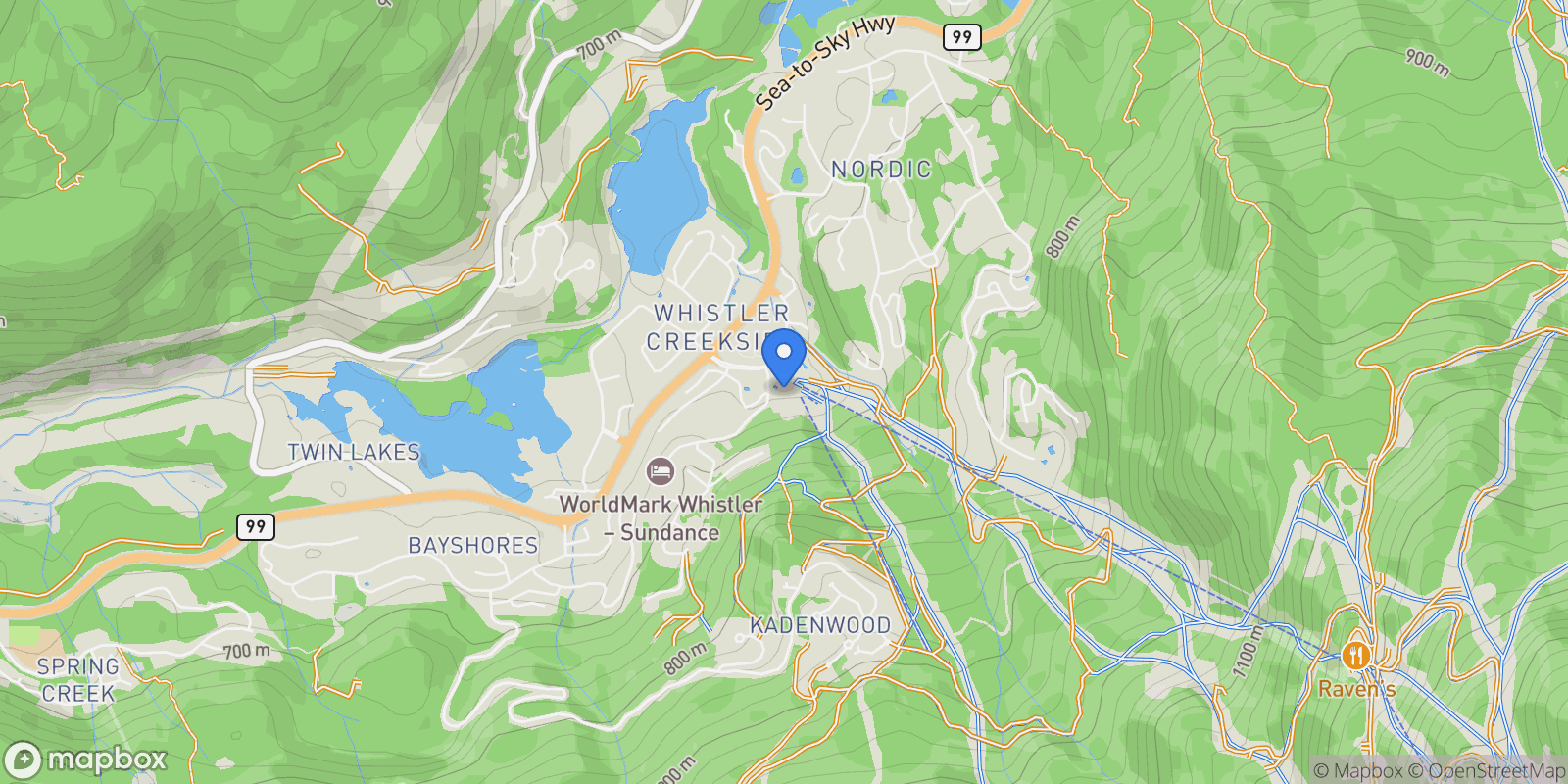 Map showing 2202 Gondola Way 614, Whistler, British Columbia, Canada.