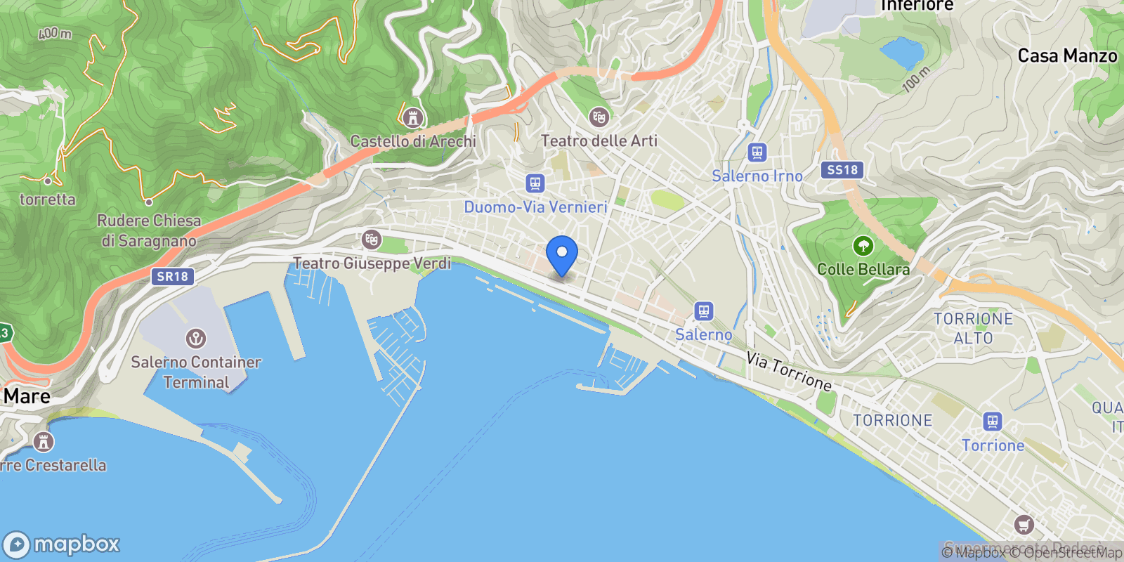 Map showing Corso Giuseppe Garibaldi 218, Ogliara, Campania, Italy.