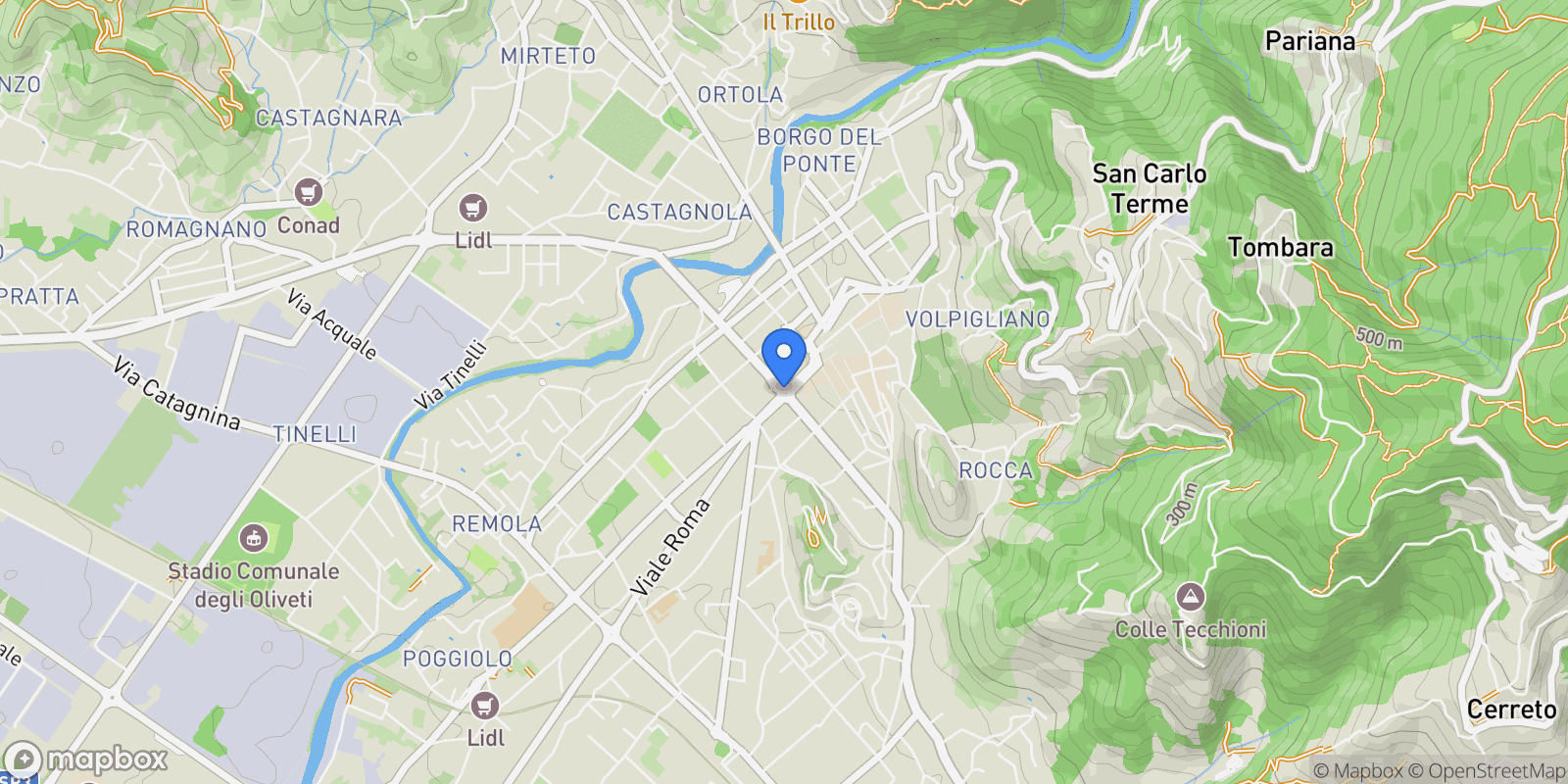Map showing Marina di Massa, Tuscany, Italy.