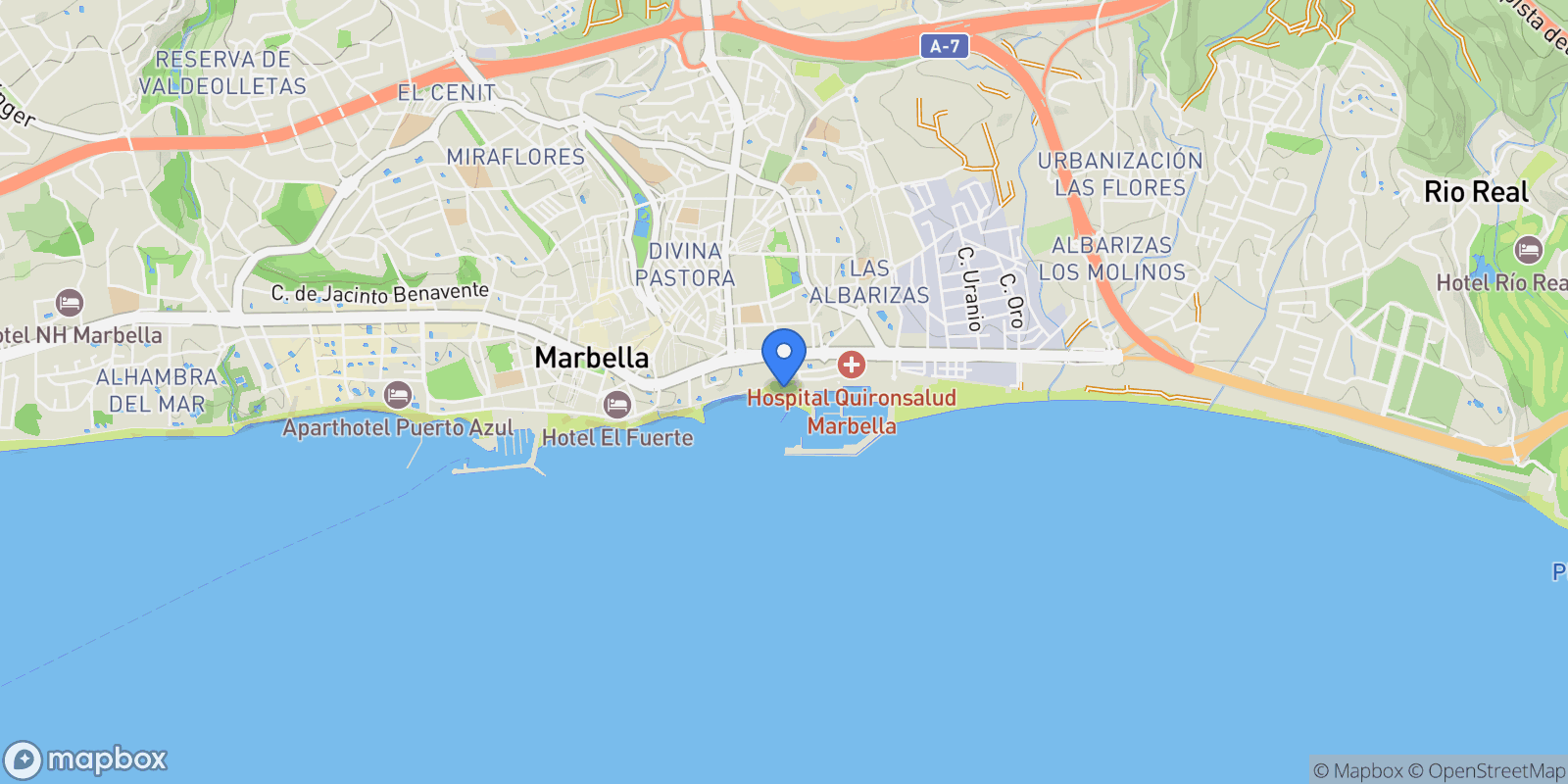 Map showing Marbella, Andalusia, Spain.