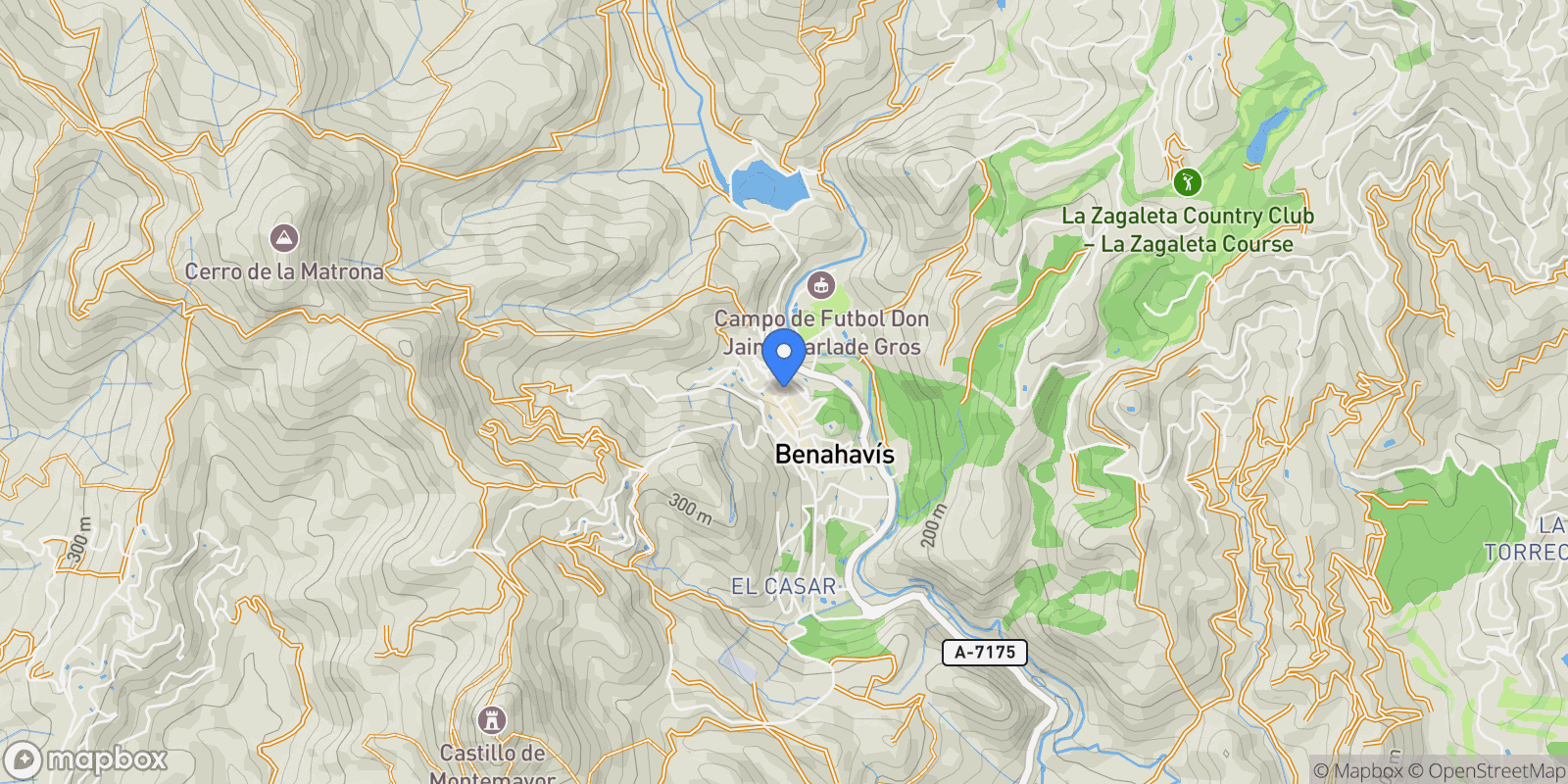 Map showing Benahavis, Andalusia, Spain.