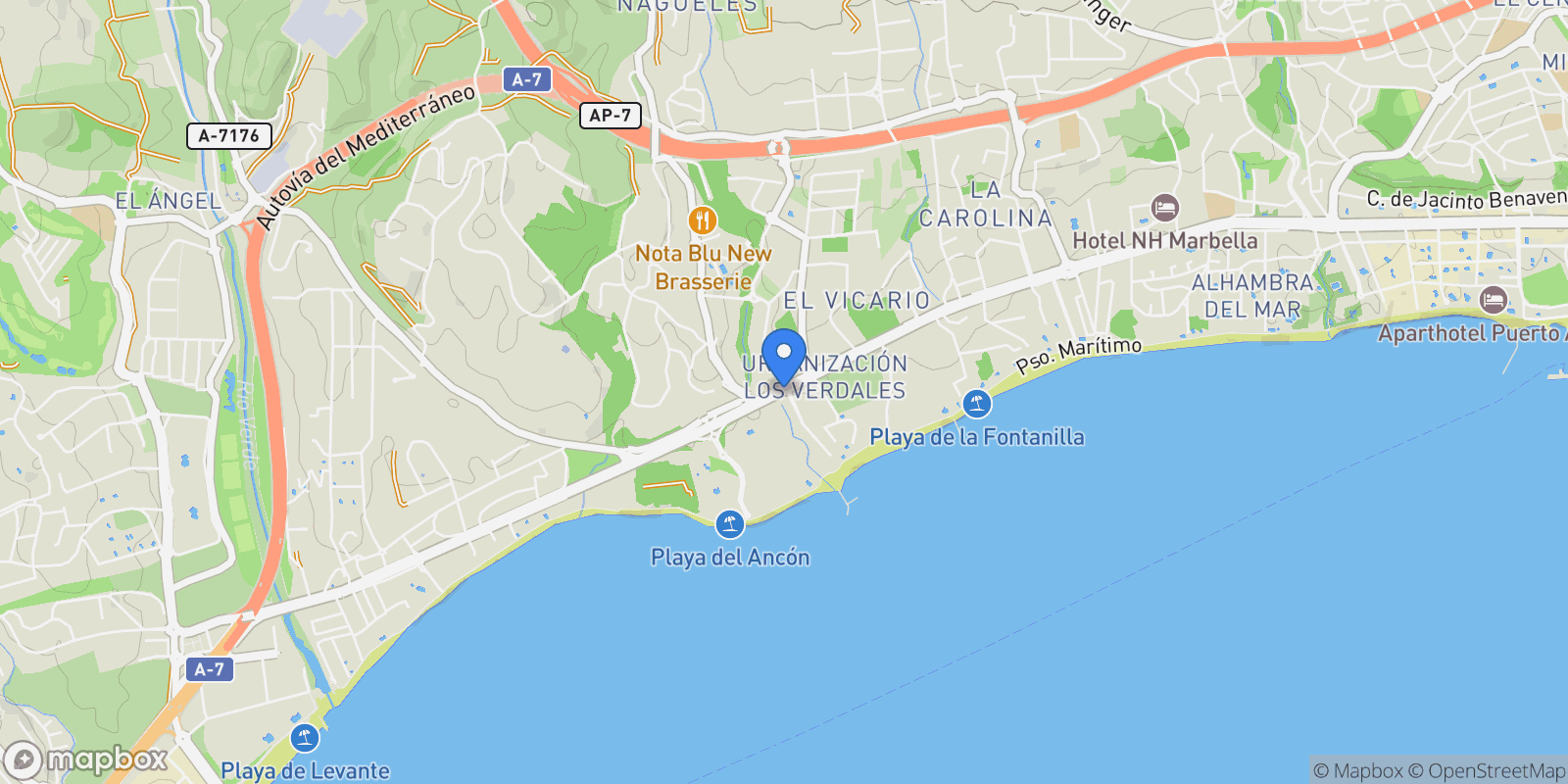 Map showing Golden Mile, Andalusia, Spain.