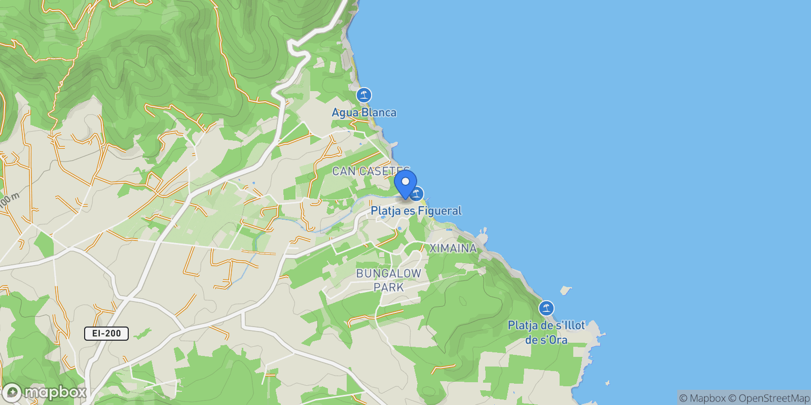Map showing Santa Eularia des Riu, Balearic Islands, Spain.