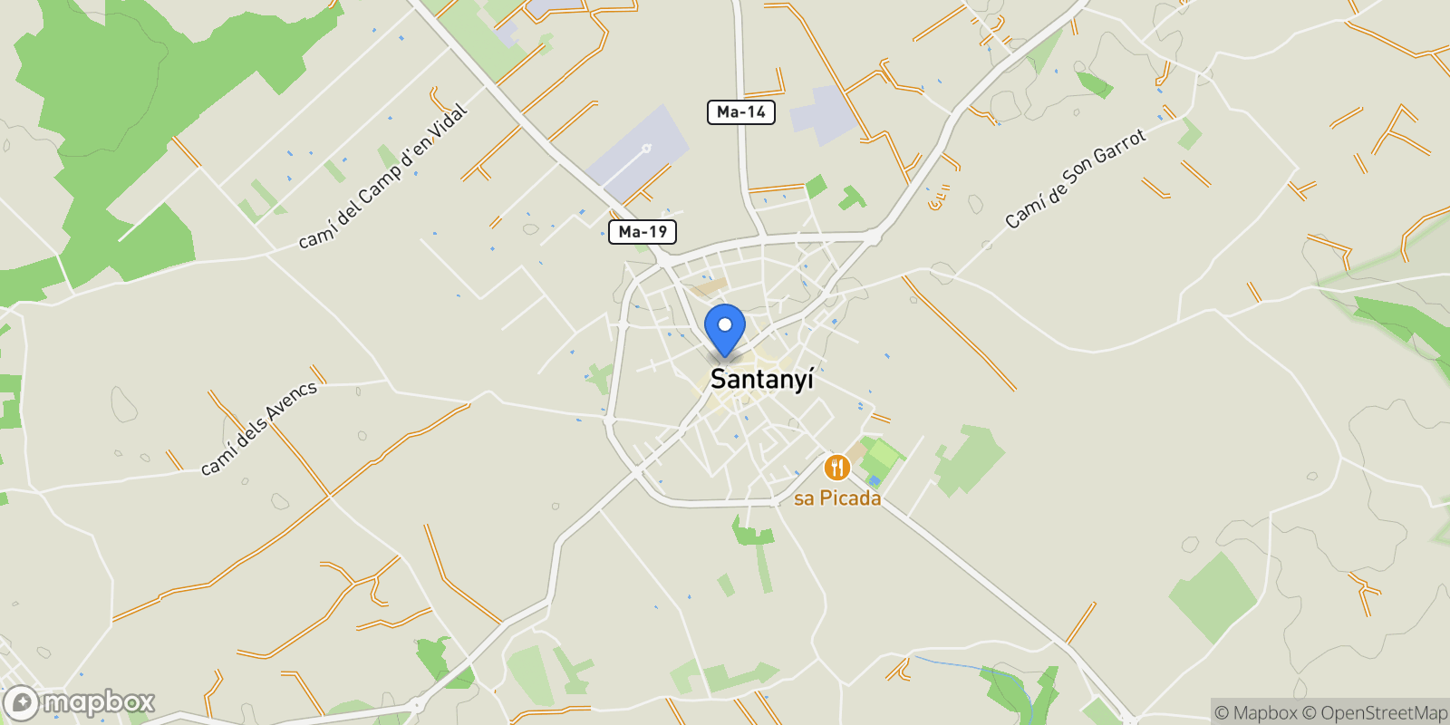 Map showing 07650 Santanyí, Balearic Islands, Spain, Santanyi, Balearic Islands, Spain.