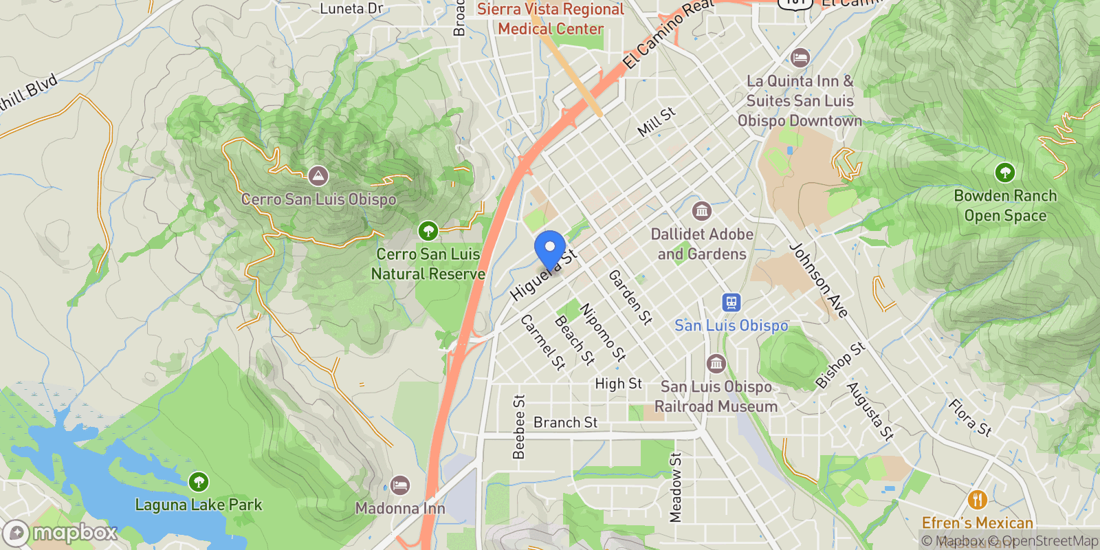 Map showing 581 Higuera Street 210, San Luis Obispo, California, United States.