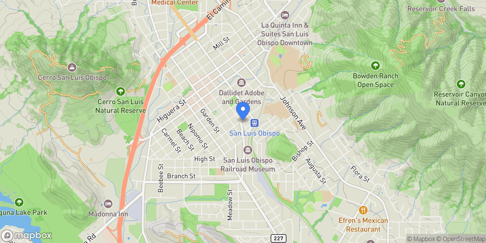 Map showing 1700 Osos Street, San Luis Obispo, California, United States.